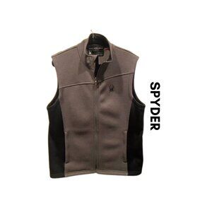 Spyder Mens Gray & Black Full-Zip Fleece Vest M